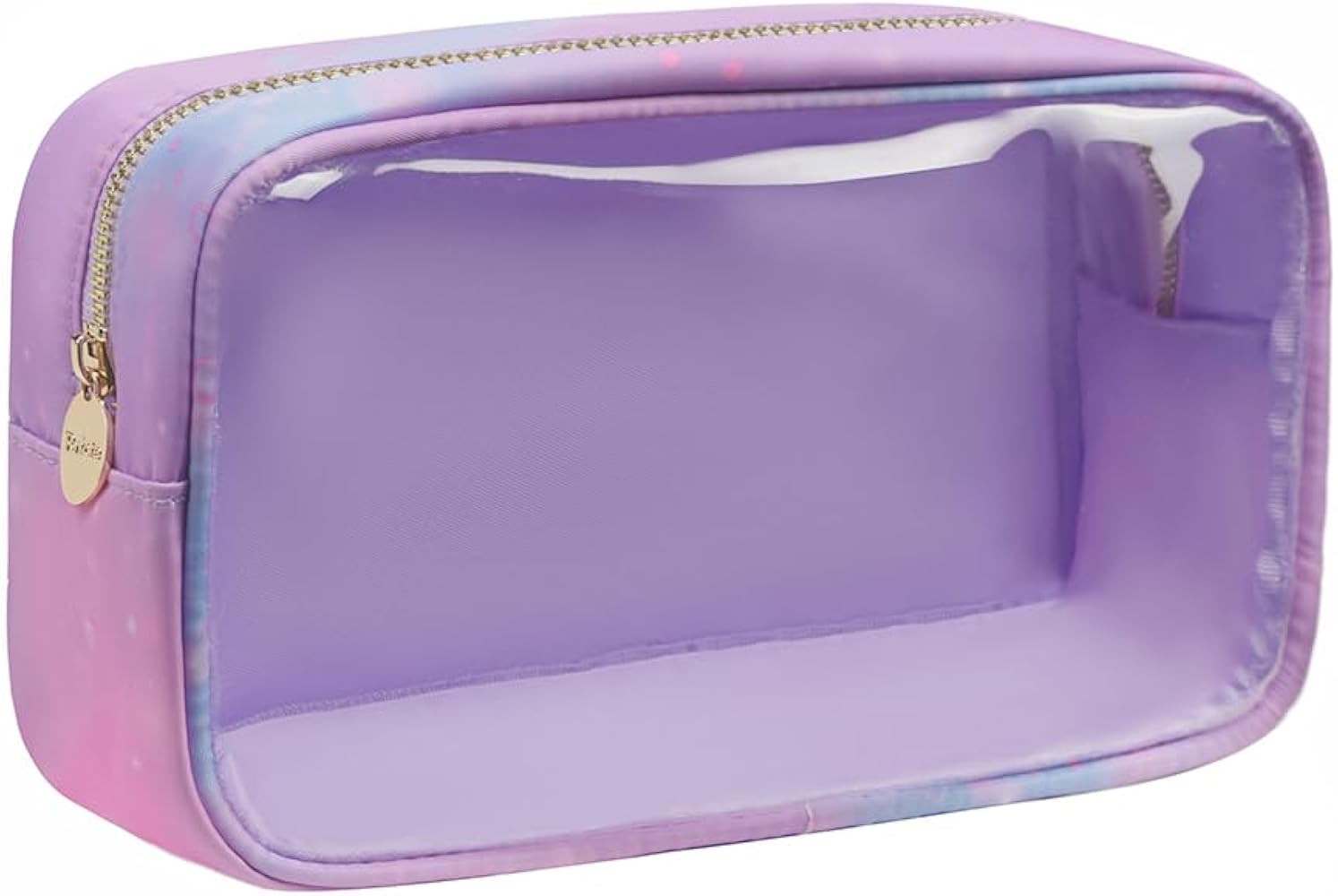 Large Clear Cosmetic Pouch Women Travel Tranparent TPU and Nylon Cosmetic Pouch (L, Purple-Star) | Amazon (US)
