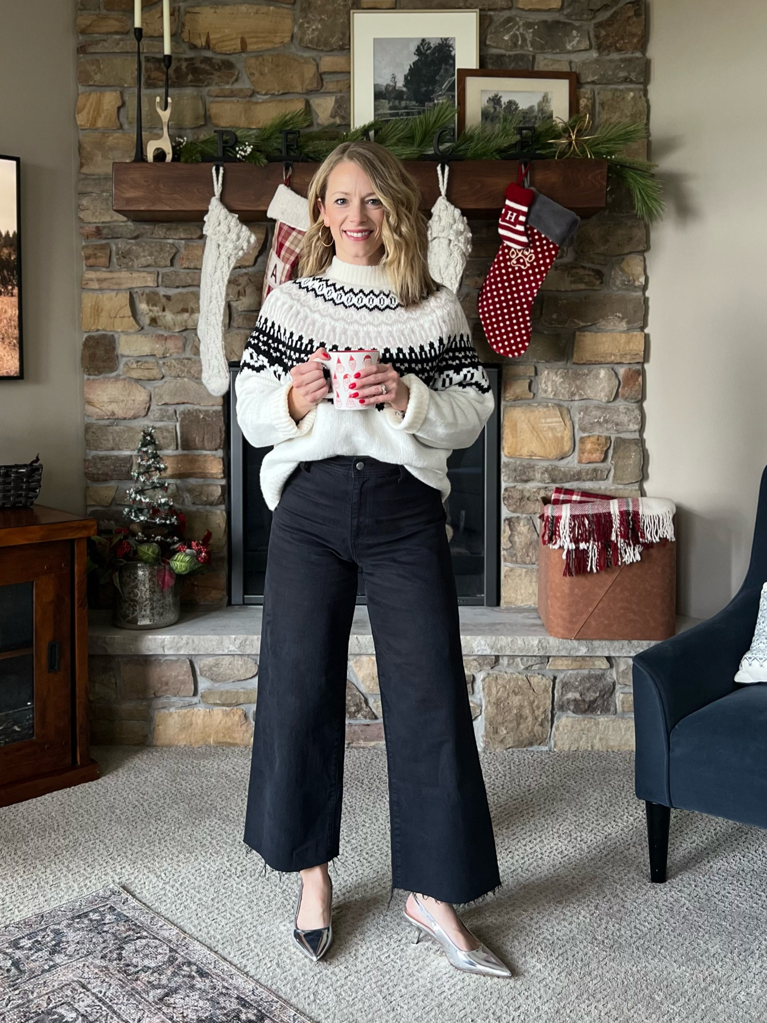 Melissa’s fun & festive Target Tuesday! Keeping it comfy and cozy with this cute look. The silver heels dress it up but would be cute with sneakers for extra casual vibes 🥰✨🥂🎄

#LTKParties #LTKHoliday #LTKOver40