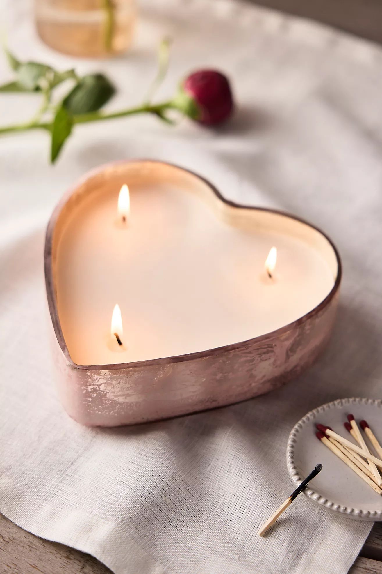 Marbled Glass Heart Candle | Anthropologie (US)