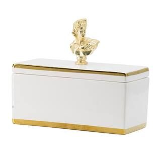 A & B Home Rectangular Ceramic Gold Decorative Box 8045 - The Home Depot | The Home Depot