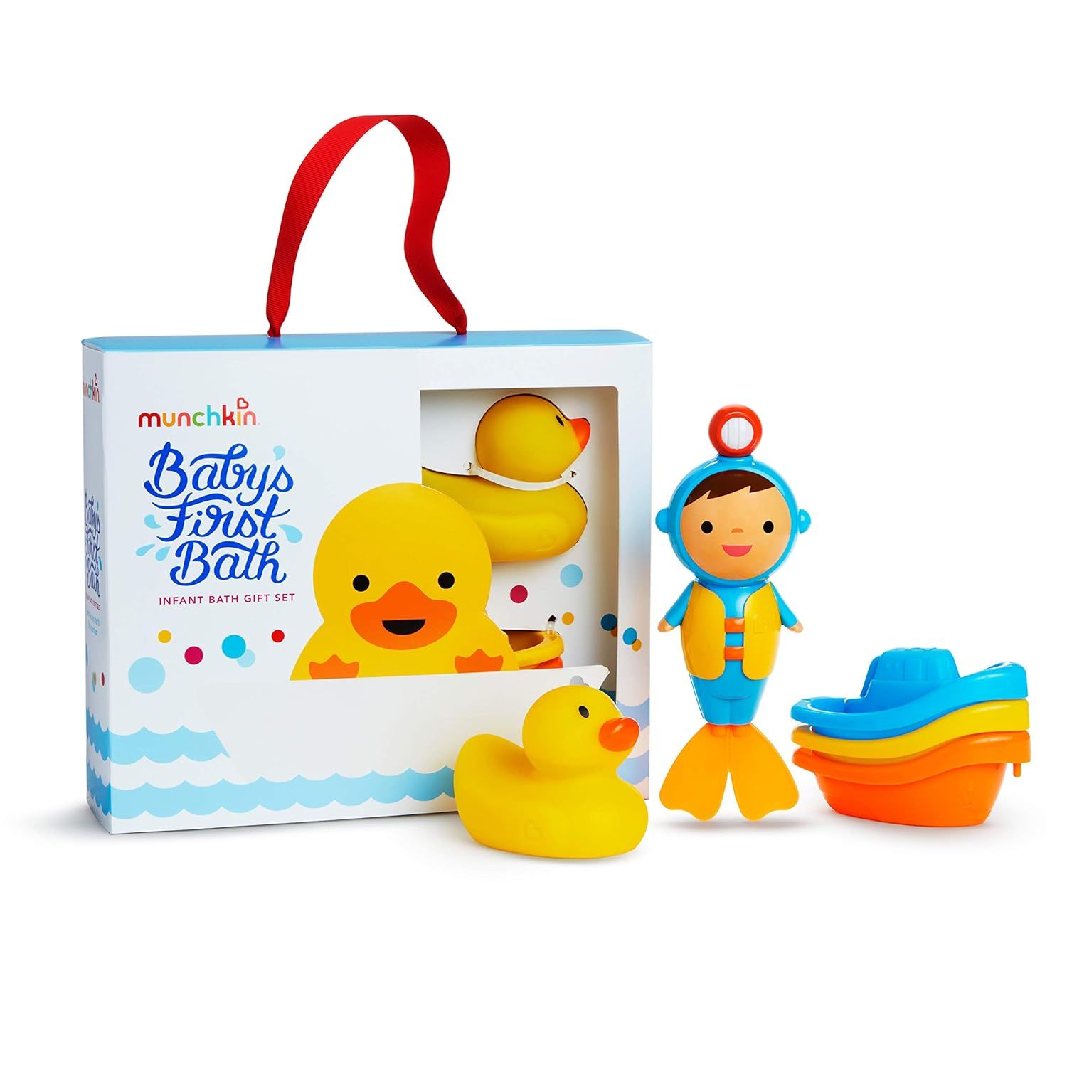 Munchkin Baby's First Bath, 3 Piece Bath Toy Gift Set, Bath Gift Set | Amazon (US)