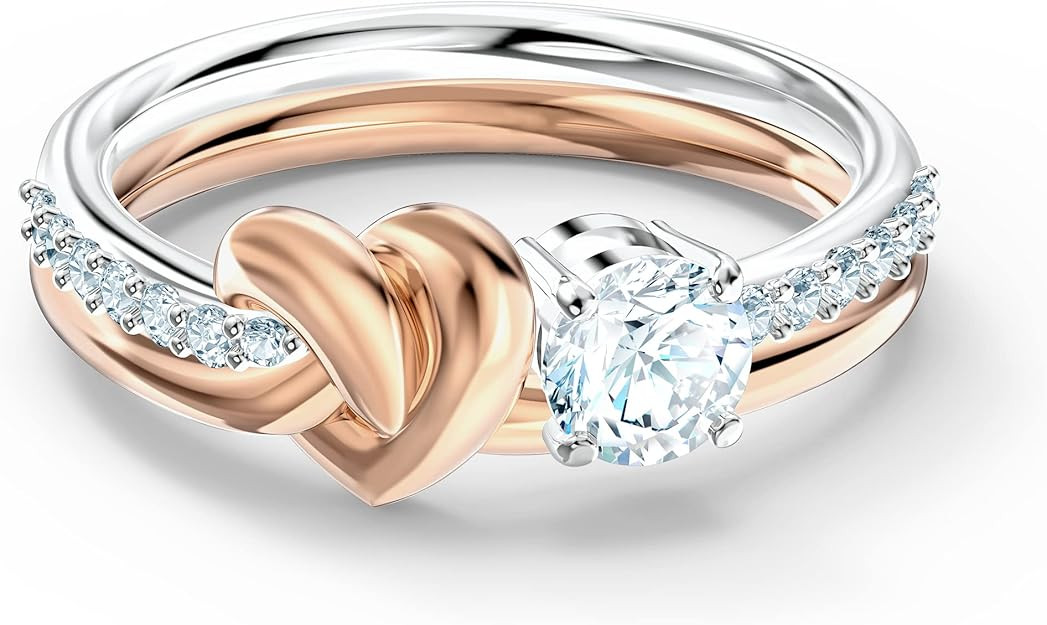 SWAROVSKI Women's Lifelong Heart Ring Collection, Rose Gold Tone & Rhodium Finish, Clear Crystals | Amazon (US)