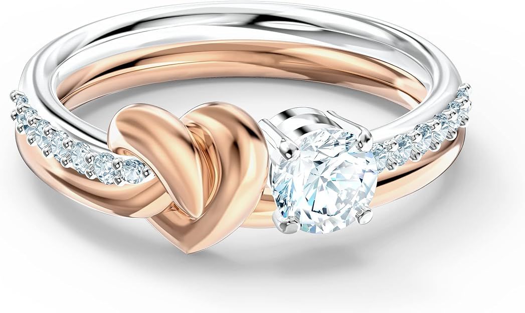 SWAROVSKI Women's Lifelong Heart Ring Collection, Rose Gold Tone & Rhodium Finish, Clear Crystals | Amazon (US)