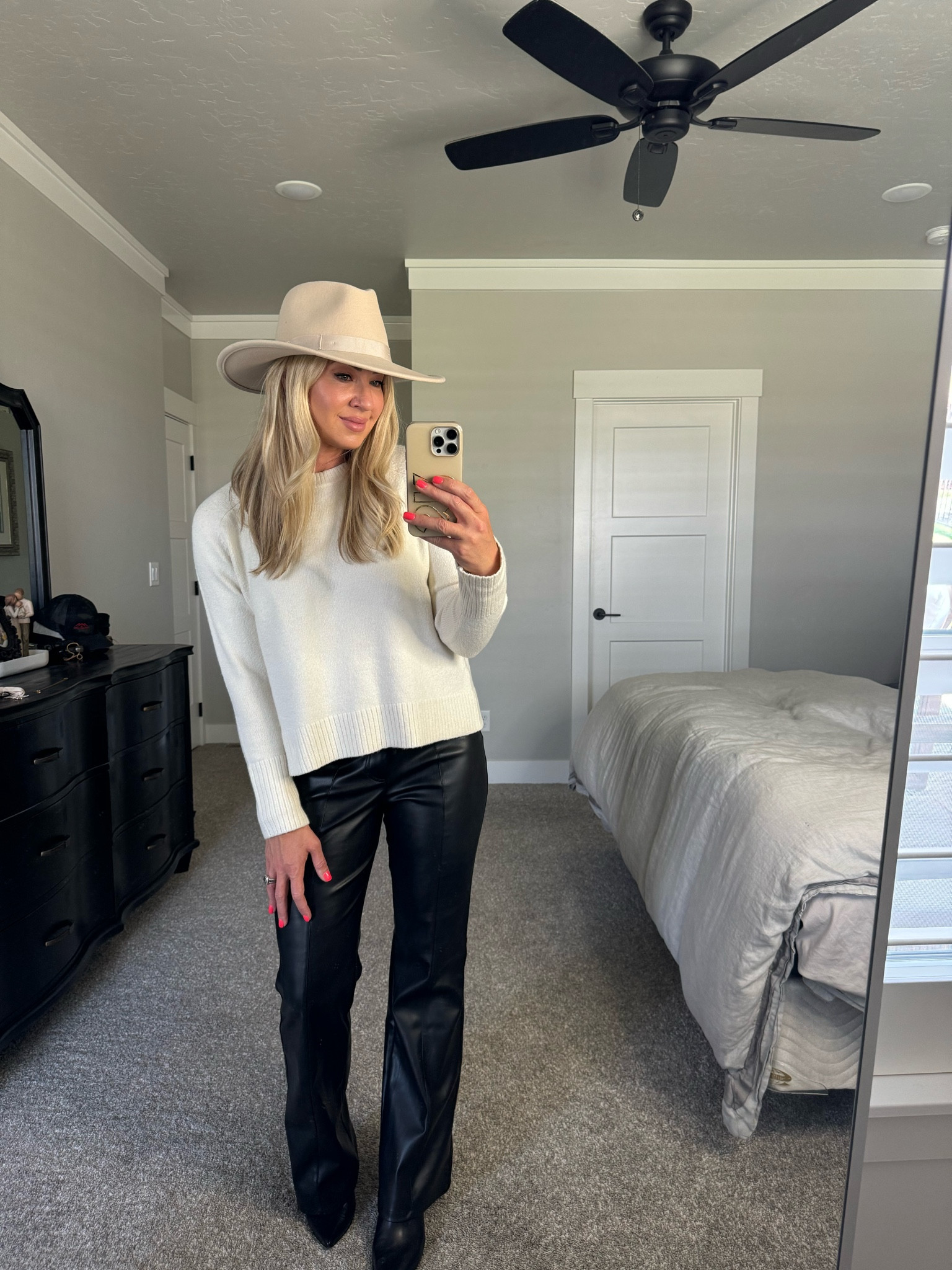 Wool hat from Brixton on the NSale / runs big so this Med is roomy 
Faux leather pants 
Booties tts 
Nordstrom Anniversary Sale 

#LTKFindsUnder100 #LTKFindsUnder50 #LTKxNSale