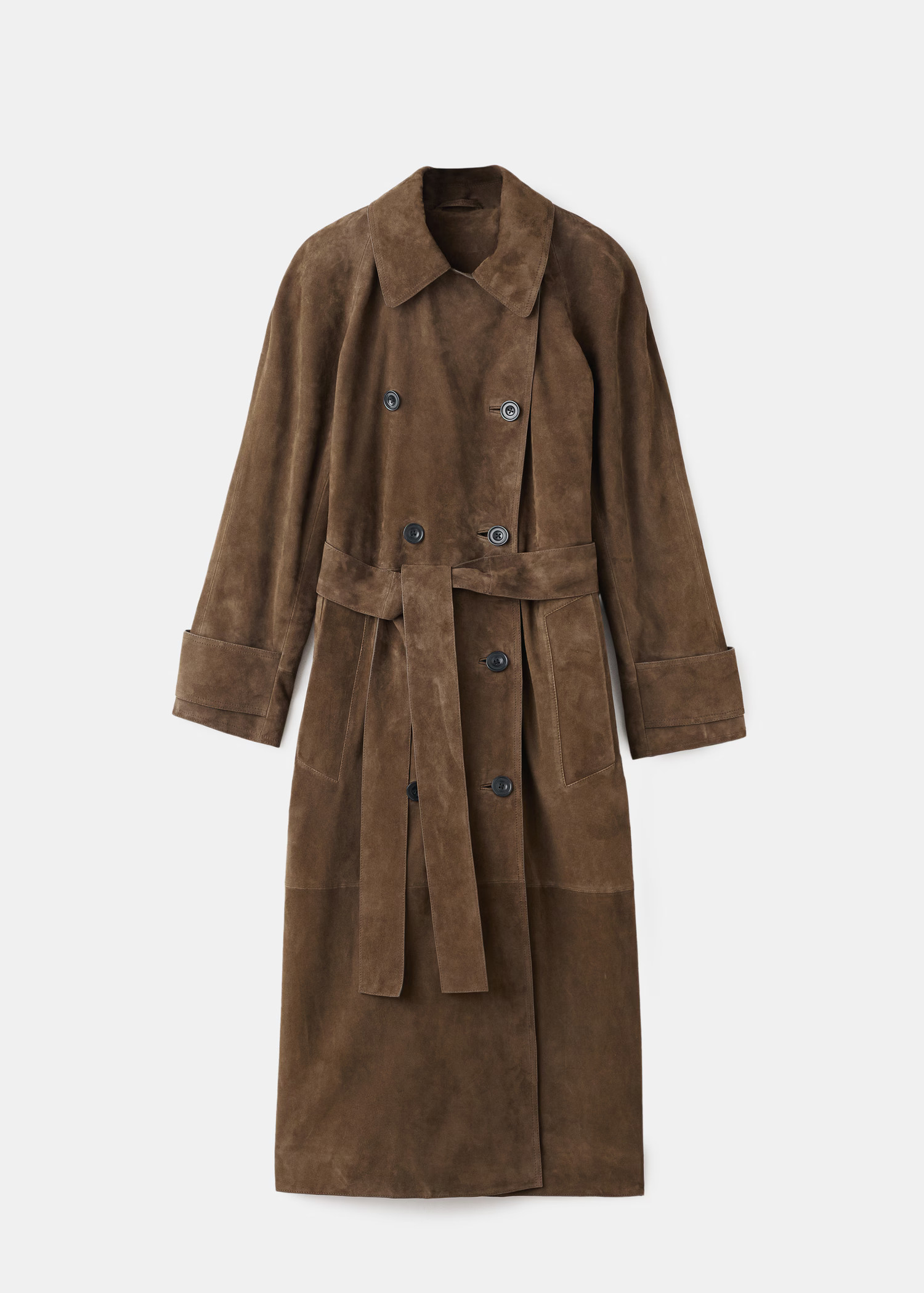 100% suede double-breasted trench coat - Women | MANGO United Kingdom | MANGO (UK)