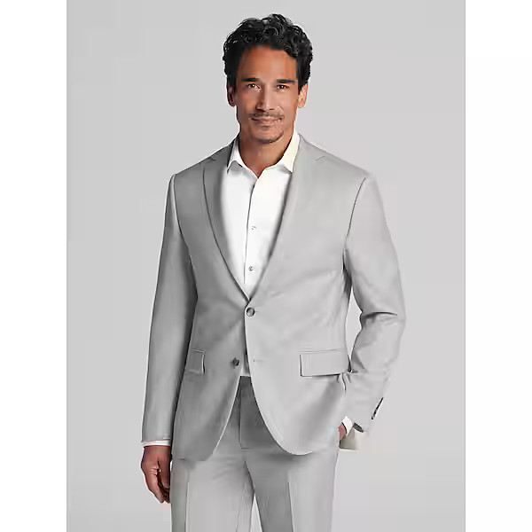 Awearness Kenneth Cole CHILLFLEX Slim Fit Men's Suit Jacket Light Gray Solid - Size: 44 Short | The Men's Wearhouse
