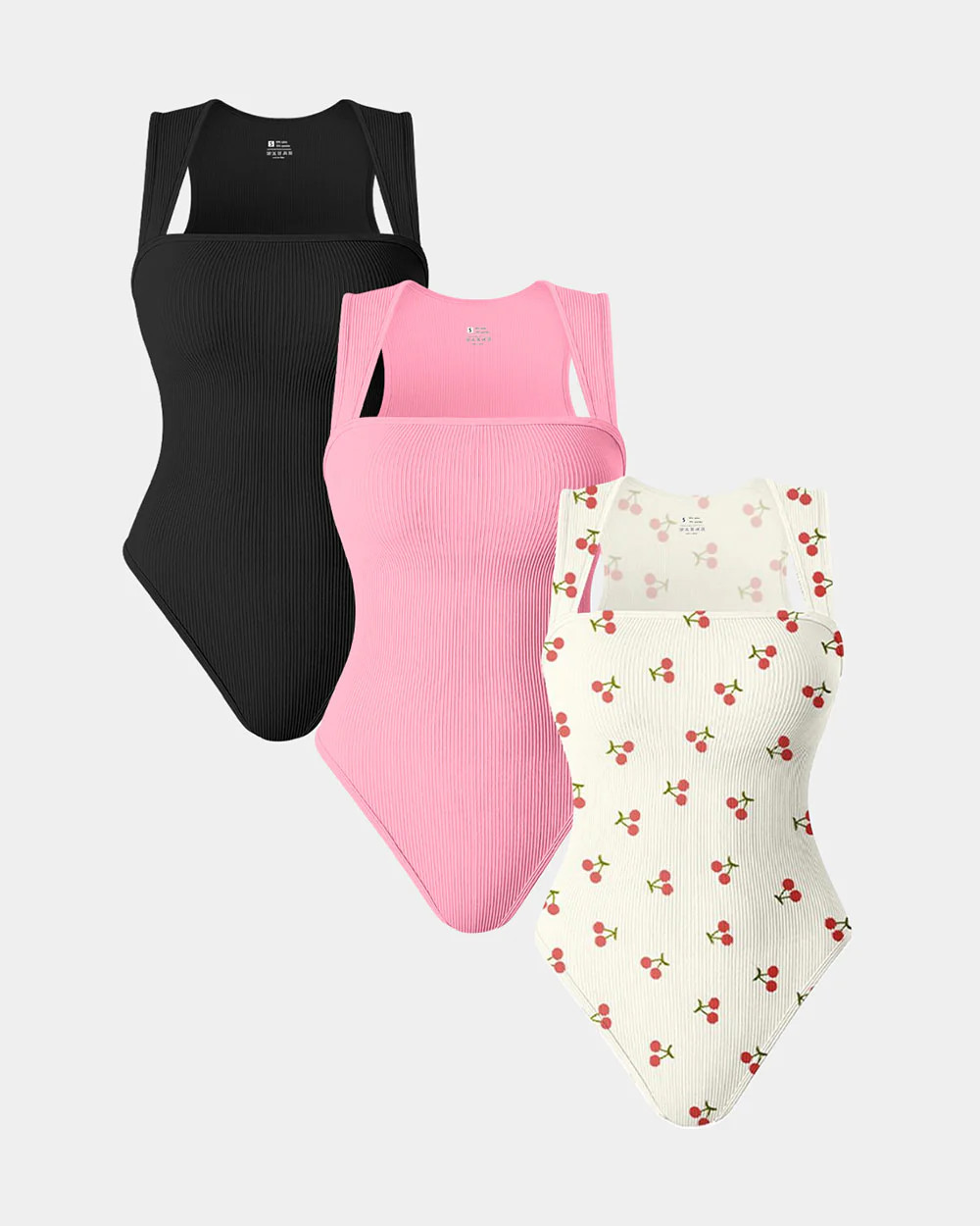 Square Neck Sleeveless Bodysuits | Oqq