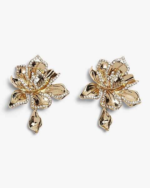 Rhinestone Flower Charm Earrings | Express