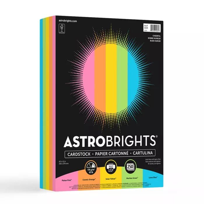 250 Sheets Cardstock 8.5"x11" Cheerful - Astrobrights | Target