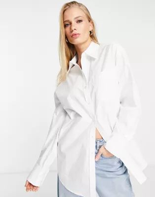 & Other Stories oversized shirt with button detail in white | ASOS (Global)