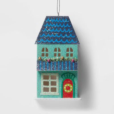 Glittered Paper House Christmas Tree Ornament Green - Wondershop™ | Target