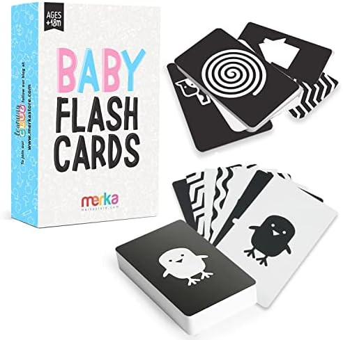 merka High-Contrast Baby Flashcards – Set of 50 Black-and-White Flash Cards for Visual Stimulation a | Amazon (US)