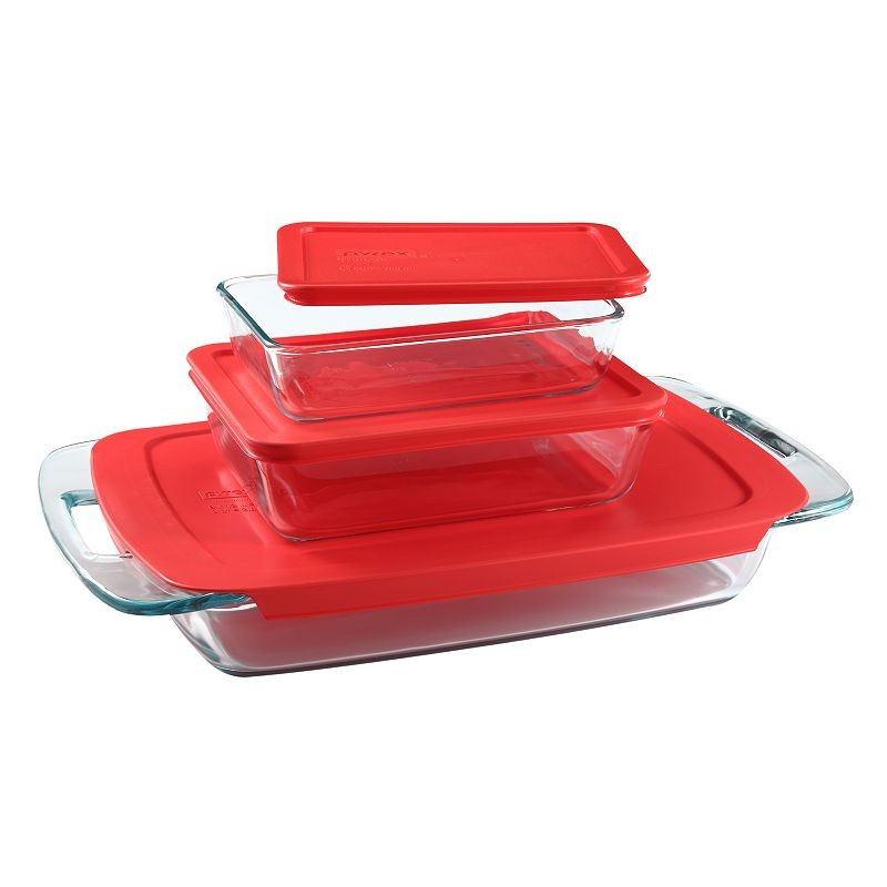 Pyrex Easy Grab 6-pc. Glass Baking Dish Set, Red | Kohl's