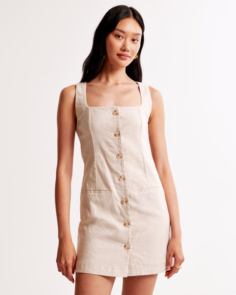 Women's The A&F Mara Squareneck Linen-Blend Vest Mini Dress | Women's Dresses & Jumpsuits | Aberc... | Abercrombie & Fitch (US)