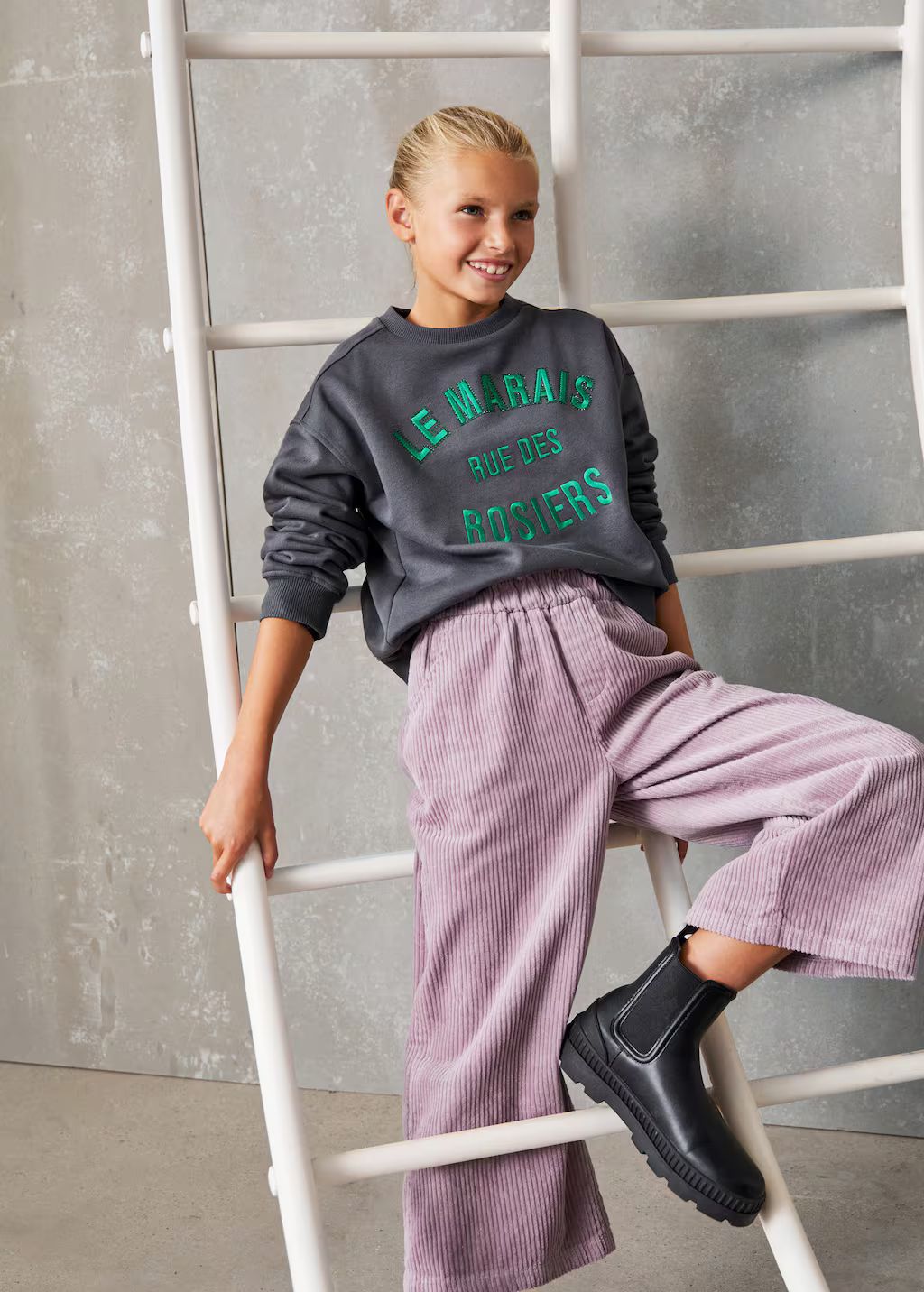 Embroidered message sweatshirt -  Girls | Mango Kids USA | MANGO (US)