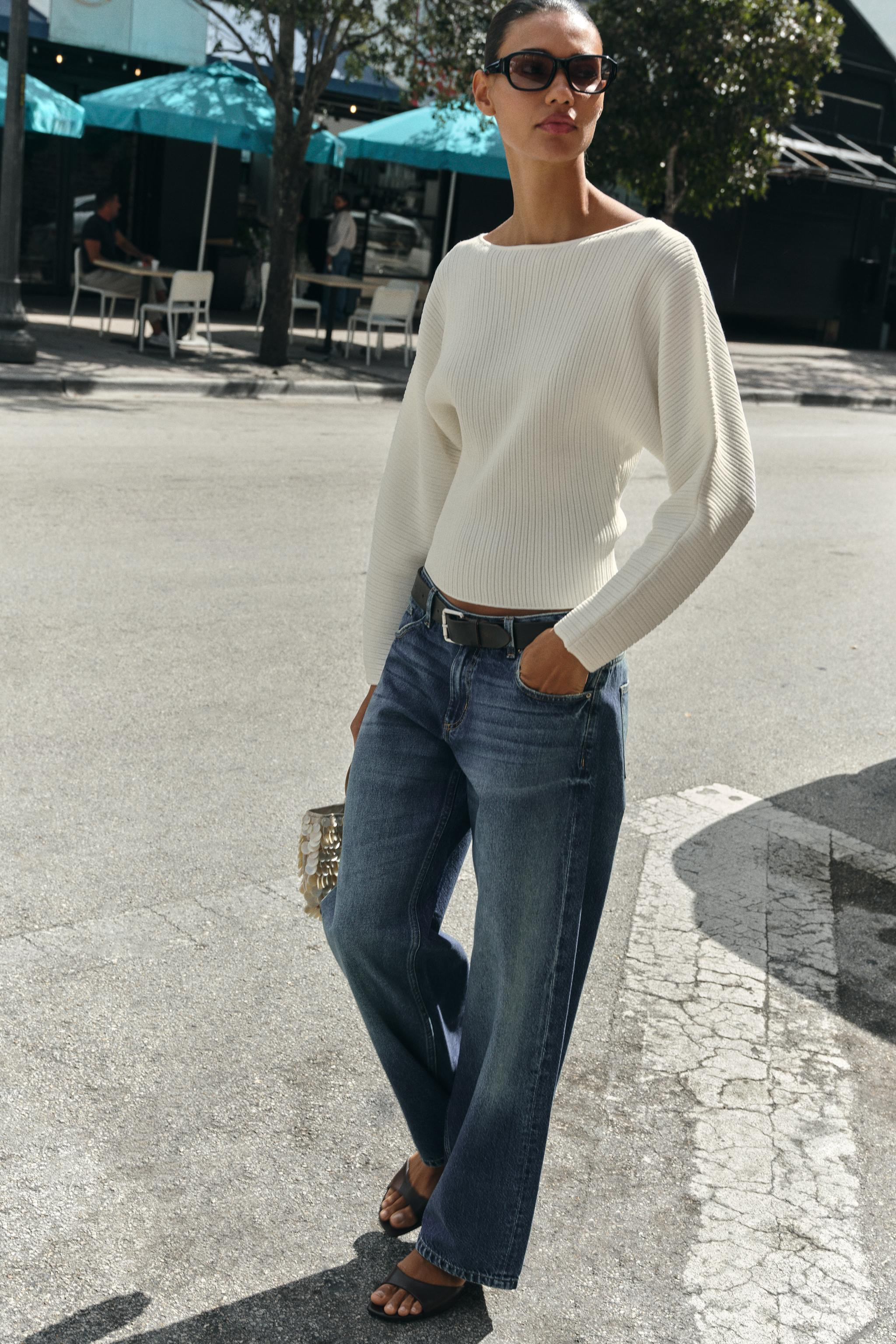 RIB KNIT JUMPER WITH VOLUMINOUS SLEEVES | Zara UK