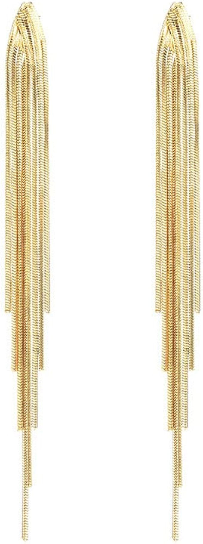 14K Gold Tassel Earrings for Women Fringe Gold Earrings Dangle Dangle Drop Earrings for Women Gi... | Amazon (US)