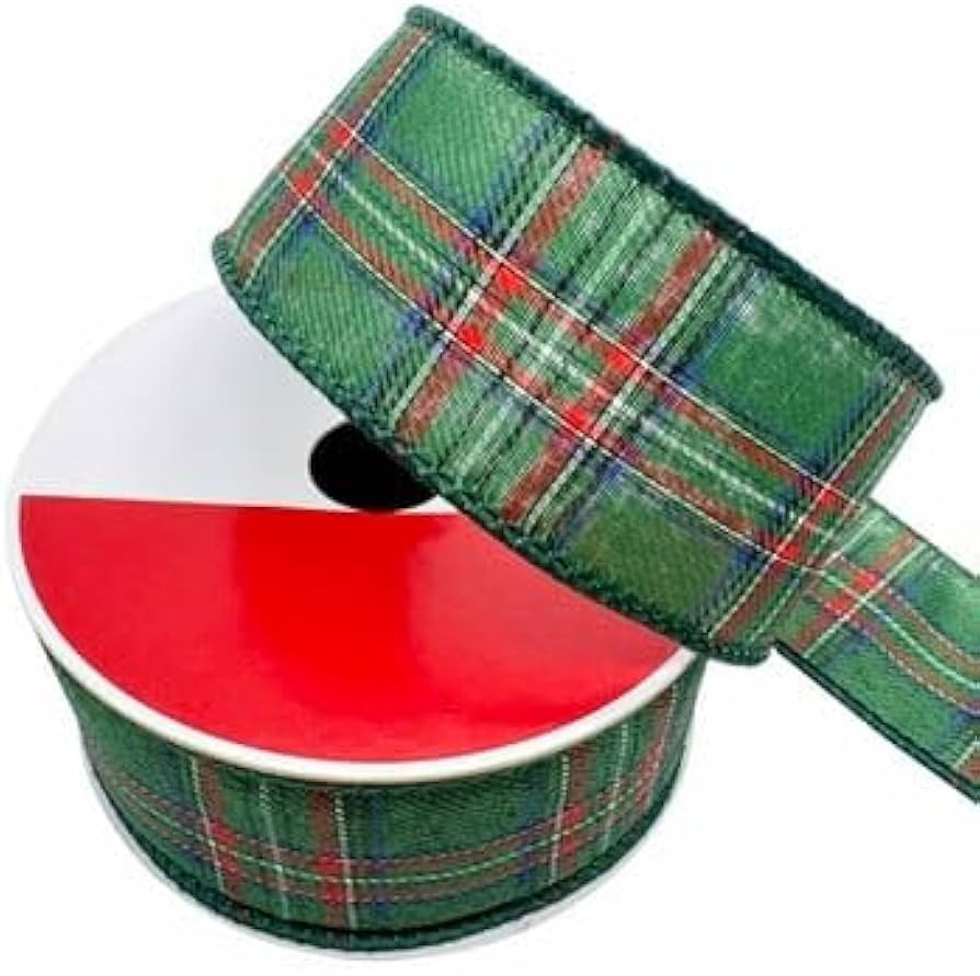 1.5" x 30ft. Green Tartan Wired Ribbon by Celebrate It®, Holiday and Christmas Ribbon for Crafts... | Amazon (US)