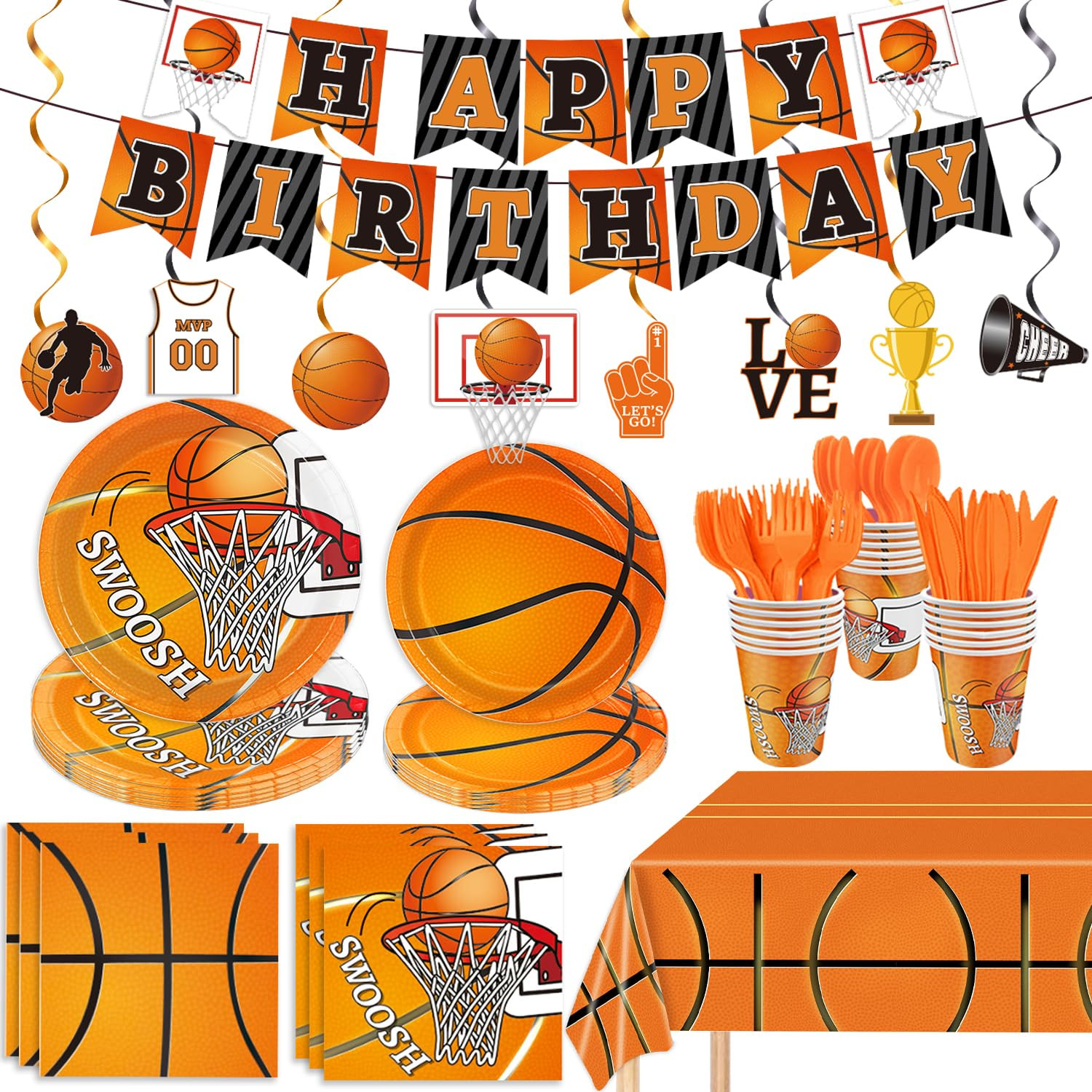 178 Pcs Basketball Theme Birthday Party Decorations Basketball Party Supplies Set Include Plates,... | Amazon (US)