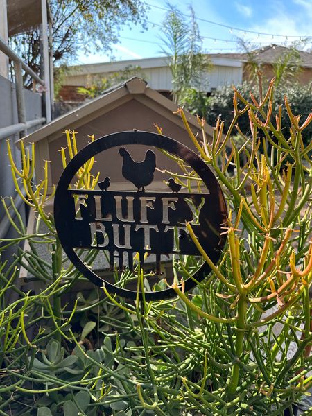 Welcome to the fluffy butt hut. Chicken coops are cuter with signs and plants. 

#LTKhome