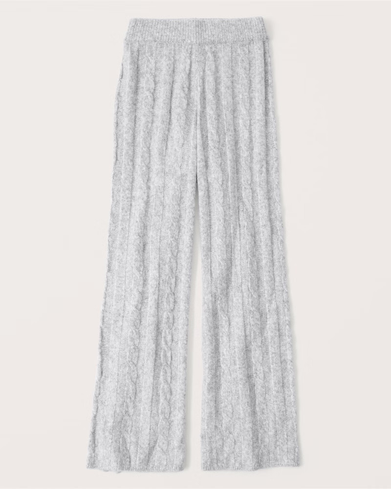 Women's Cable Knit Wide Leg Sweater Pants | Women's Bottoms | Abercrombie.com | Abercrombie & Fitch (US)