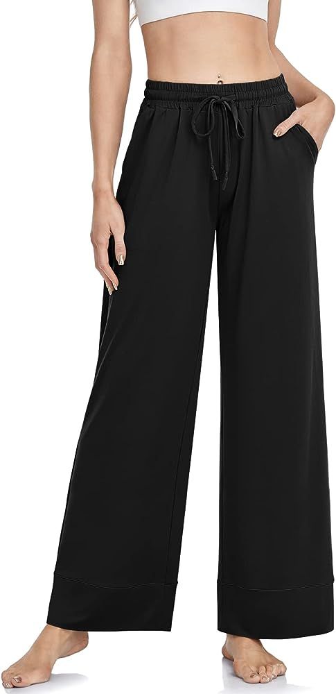 TARSE Wide Leg Yoga Pants for Women Plus Size Palazzo Trousers High Waist Lounge Pajamas Pants Ca... | Amazon (US)