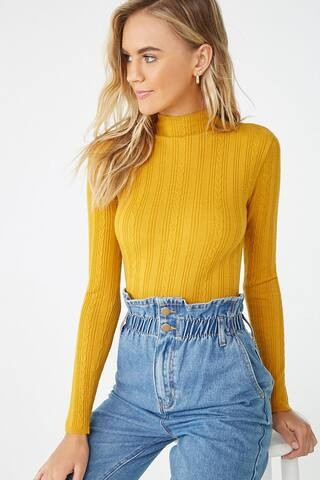 Ribbed Mock Neck Sweater | Forever 21 (US)