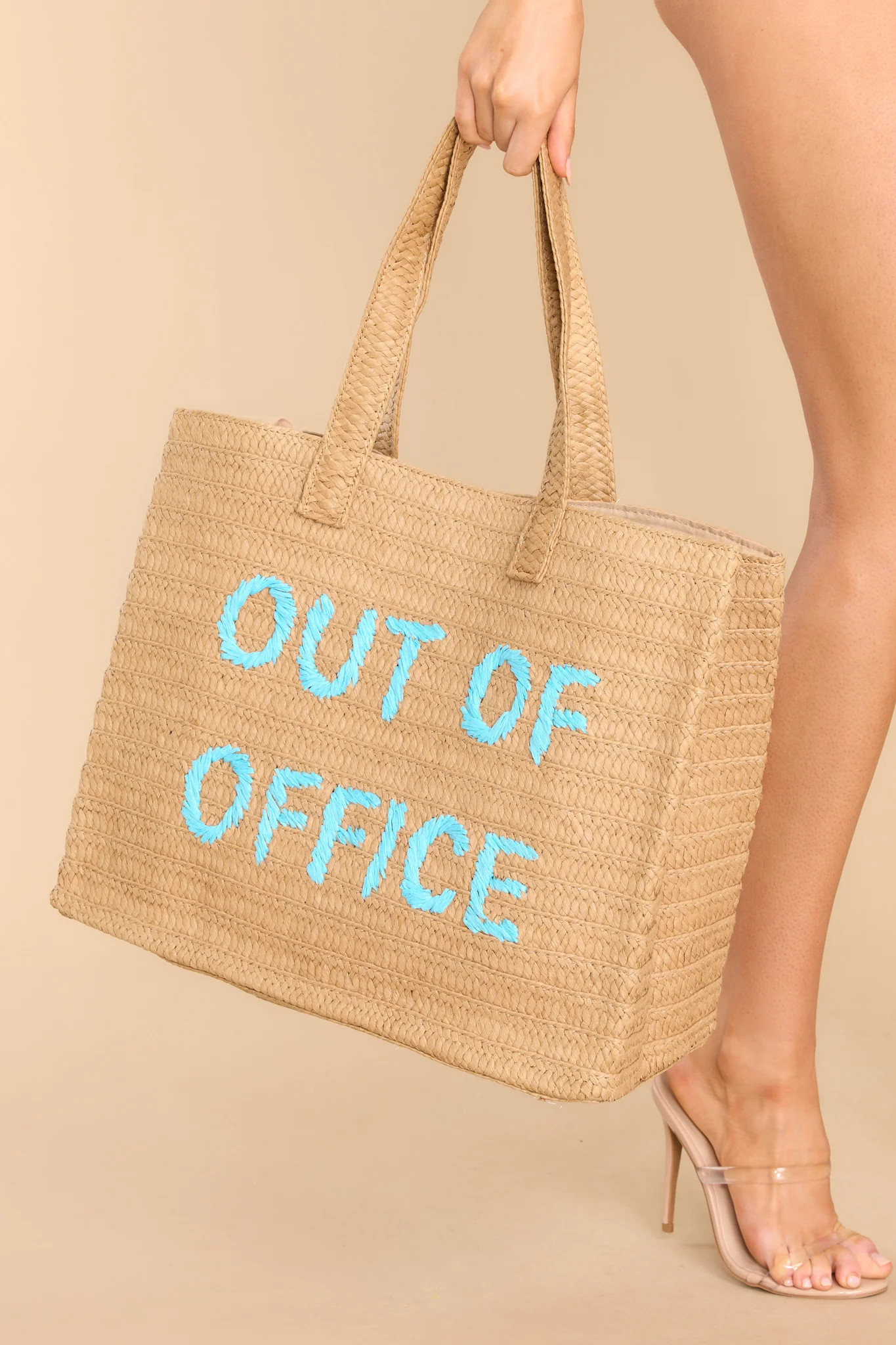 Vacation Getaway Natural Tote Bag | Red Dress 