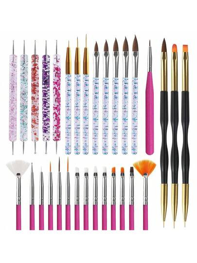 31pcs Nail Art Brushes,Acrylic Nail Brush,Nail Brushes For Nail Art,Nail Art Dotting Tool Set,Nai... | SHEIN