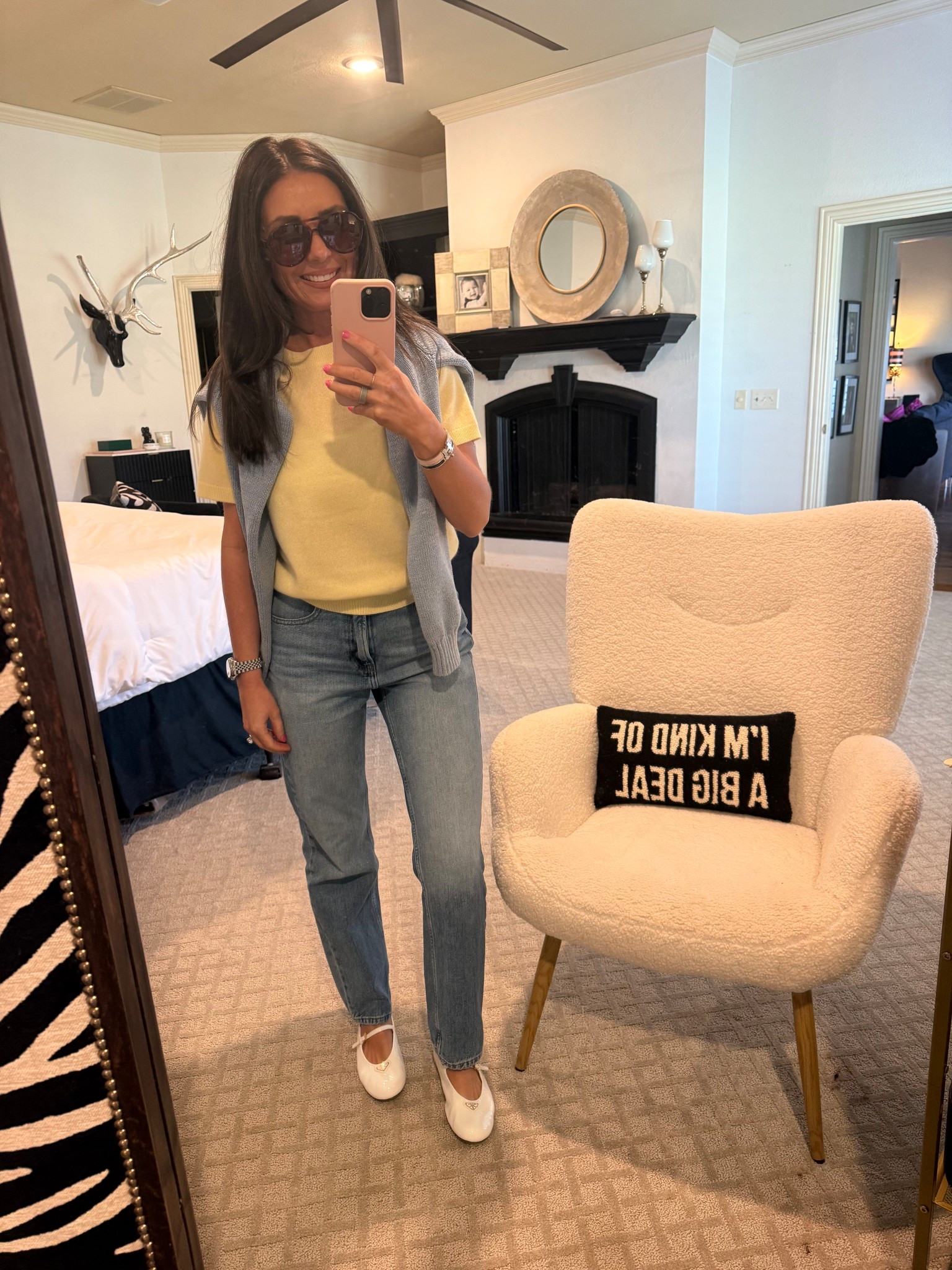 💙💛💙💛

Sweater: small
Jeans: 26

Prada flats
White flats
Free people denim
Light wash denim
Yellow sweater
Aritzia
Aritzia cashmere
Travel outfit
Travel ootd 

#LTKPetite #LTKTravel #LTKOver40