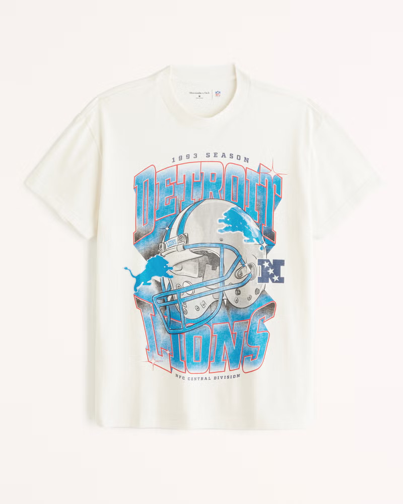 Abercrombie & Fitch Men's Detroit Lions Graphic Tee in Off White - Size XXL | Abercrombie & Fitch (US)