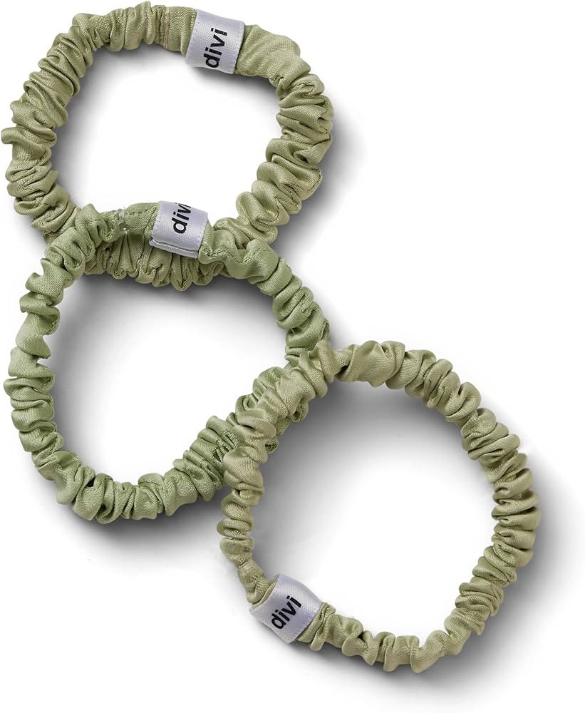 divi Silk Scrunchies - No Damage, No Crease, Thin Satin Scrunchies for Hair - Comfortable and Sta... | Amazon (US)