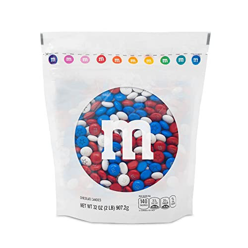 M&M’S WORLD Red, White, and Royal Blue Milk Chocolate Candy - 2lbs Bulk Resealable Bag for Celebrations, 4th of July Decorations, Red, White, Blue Decorations and More | Amazon (US)