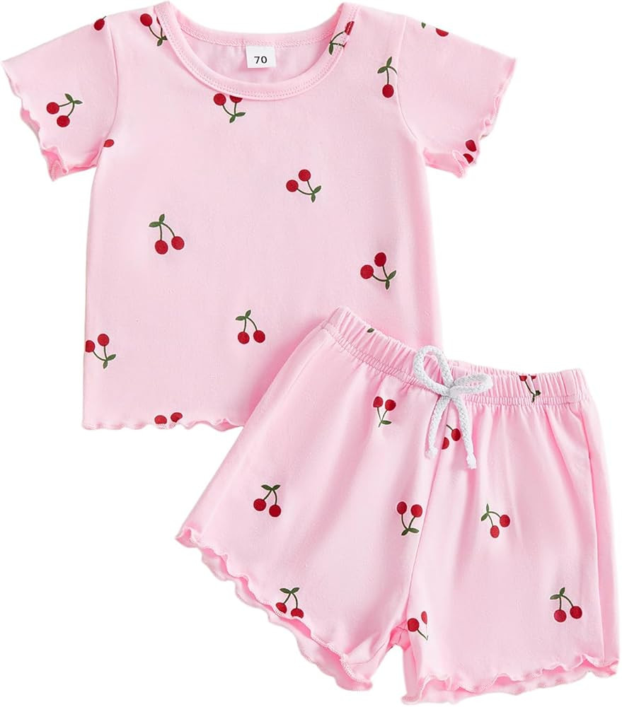 fhutpw Toddler Baby Girls Summer Outfits Daisy Ruffle Short Sleeve T-Shirts Tops Floral Shorts 2P... | Amazon (US)