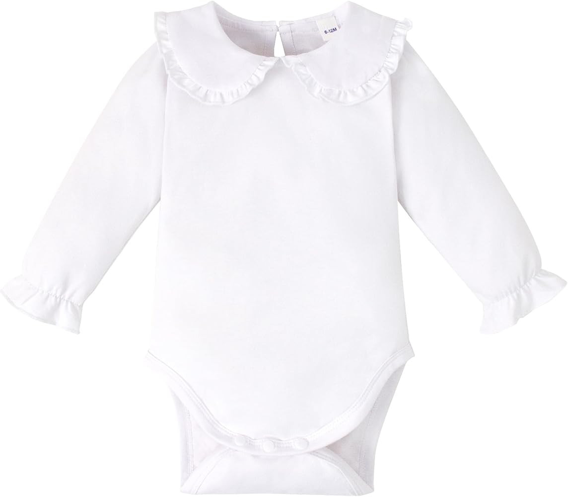Magic Park 0-24M Infant Girl Peter Pan Collar Romper Baby Long Sleeve Bodysuit Girls Ruffle Jumps... | Amazon (US)