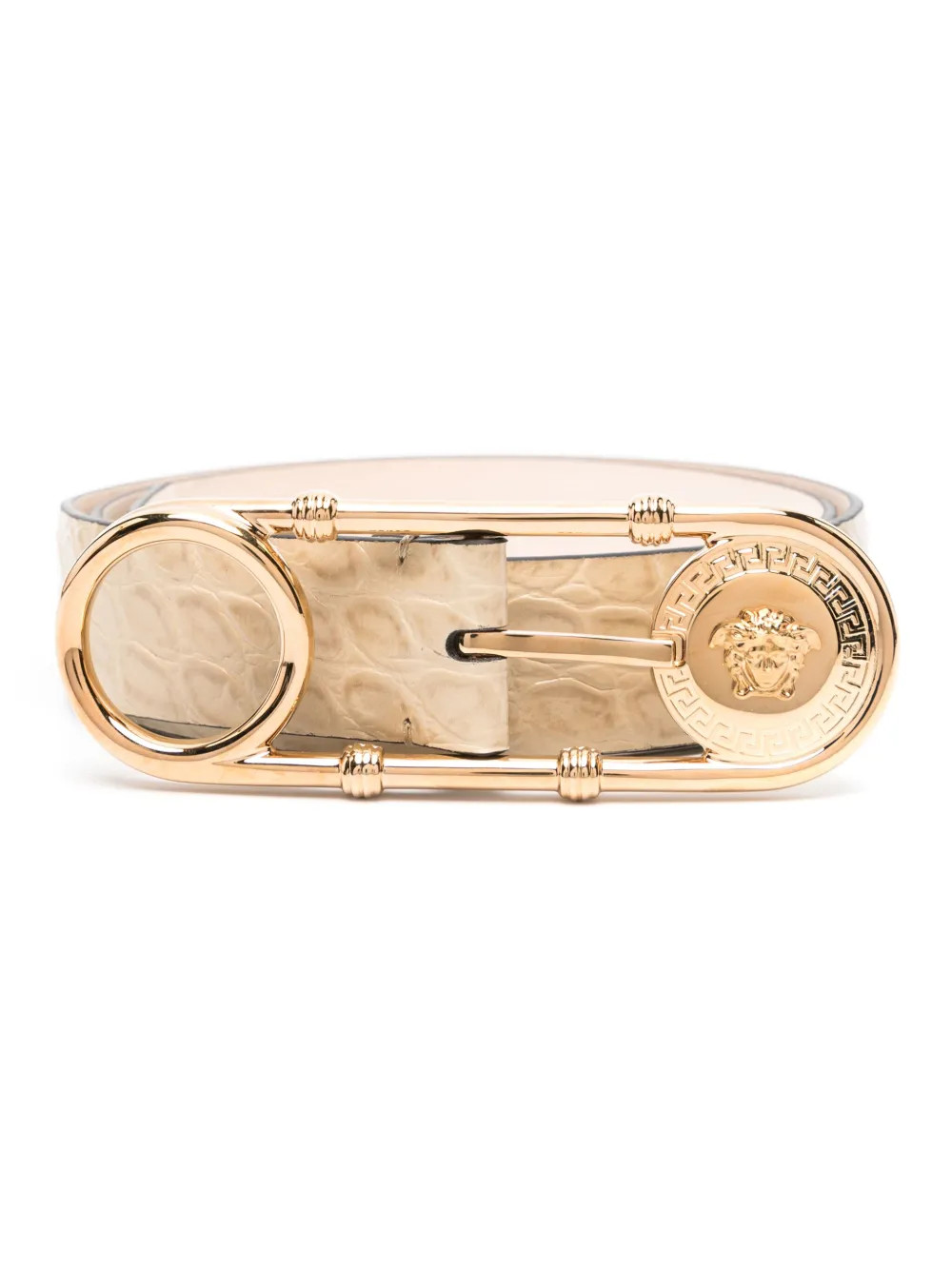 Versace Safety Pin Leather Belt - Farfetch | Farfetch Global