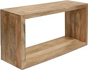 The Urban Port 52-Inch Cube Shape Mango Wood Console Table with Bottom Shelf | Amazon (US)