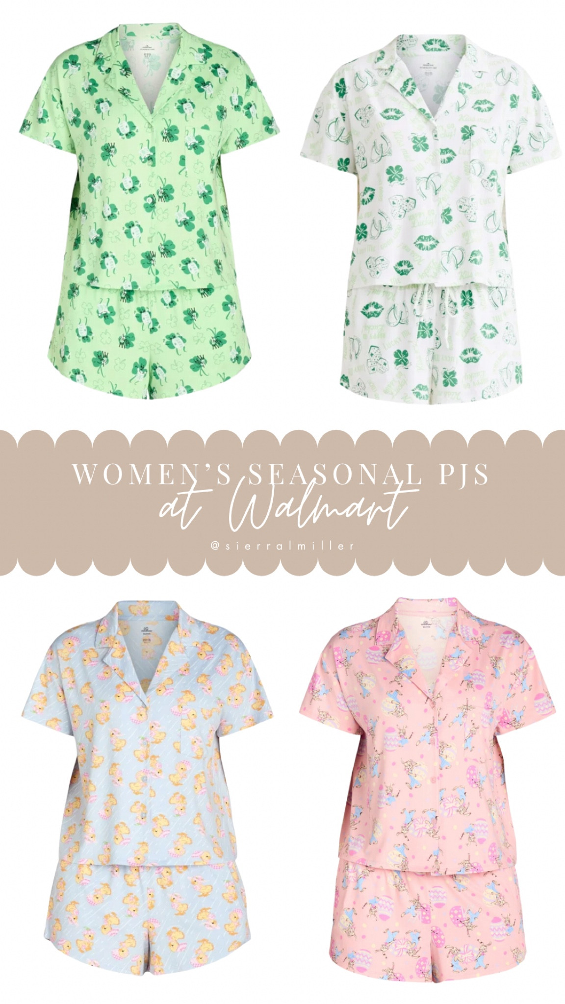 Women’s seasonal pjs for st Patrick’s day and Easter at Walmart 

#LTKSeasonal