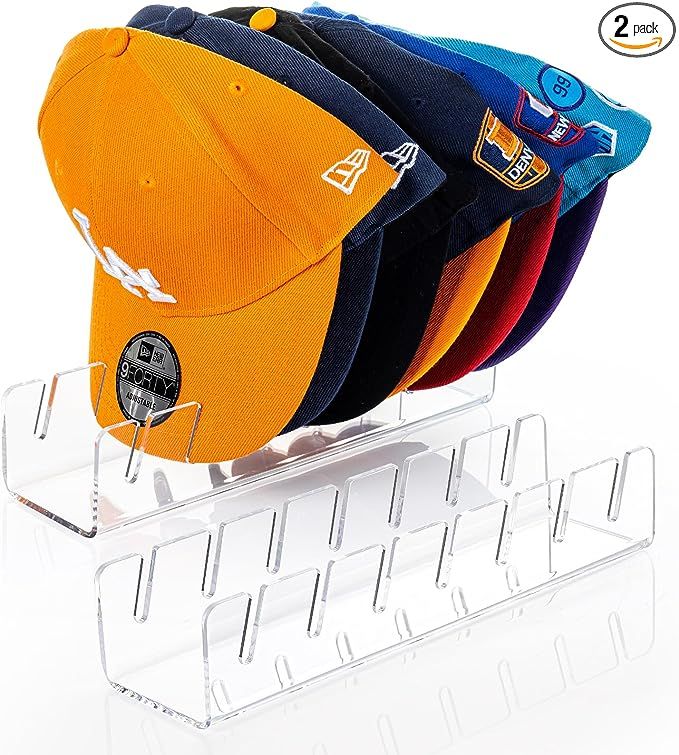 SIPRDE Hat Stand for Baseball Caps Display and Organizer - 2 Pack, No Install Acrylic Hat Holder ... | Amazon (US)