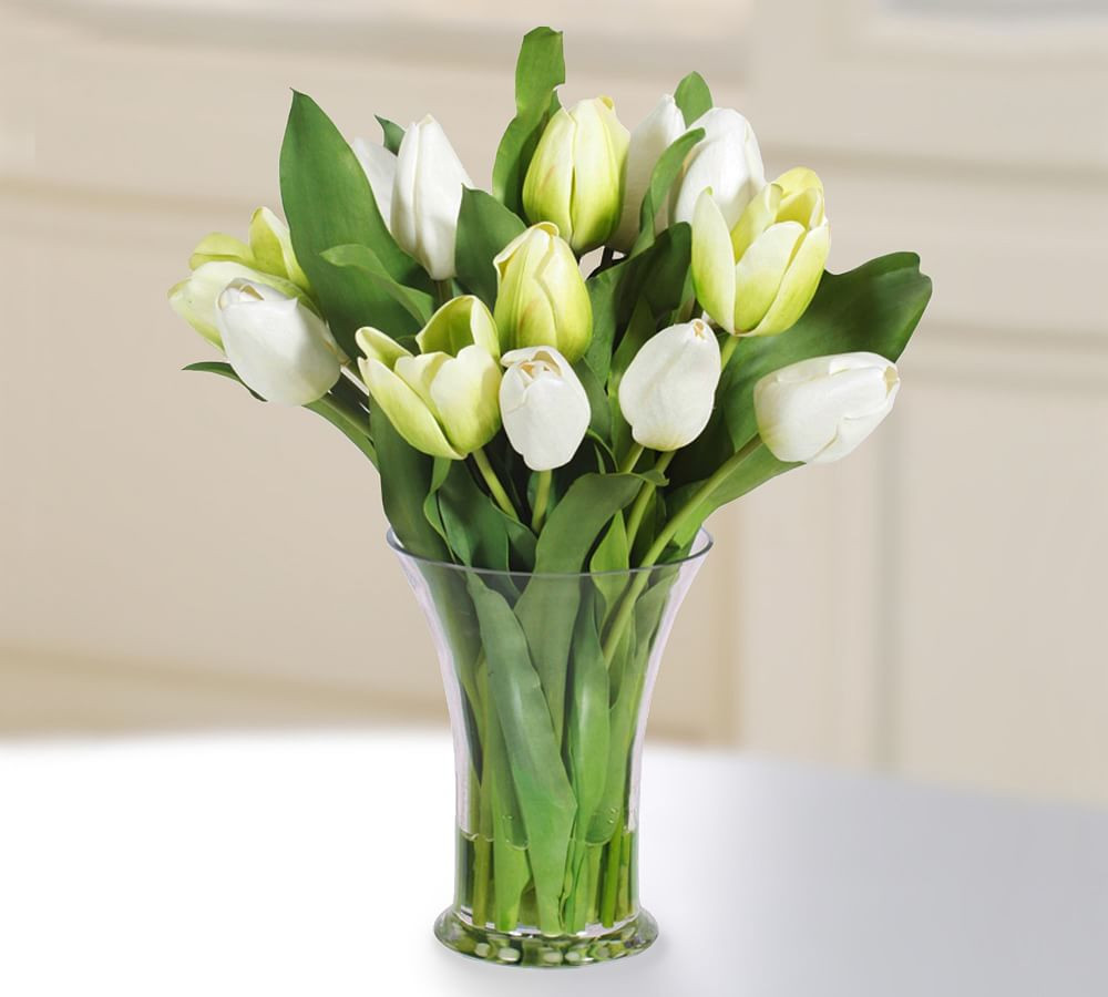 Faux Tulip in Glass Vase | Pottery Barn (US)