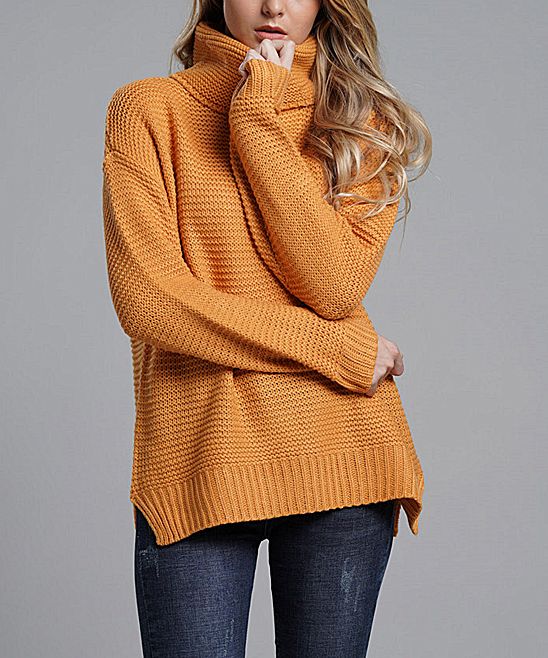 Mustard Turtleneck Sweater - Women | Zulily