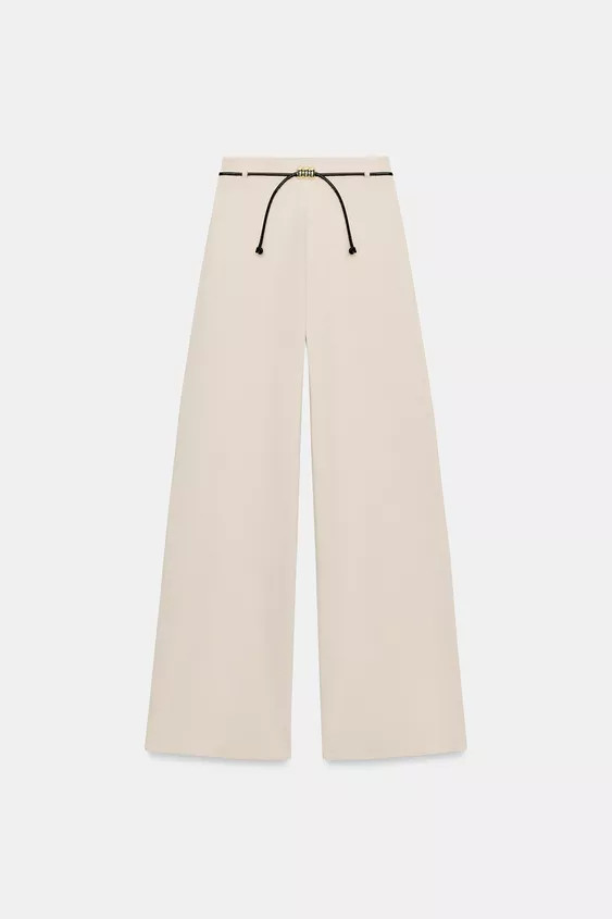 PIQUE BELTED PANTS | Zara Canada