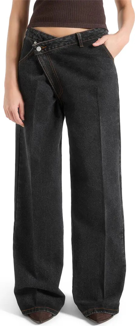 Astrid Wrapover Denim Wide Leg Jeans | Nordstrom