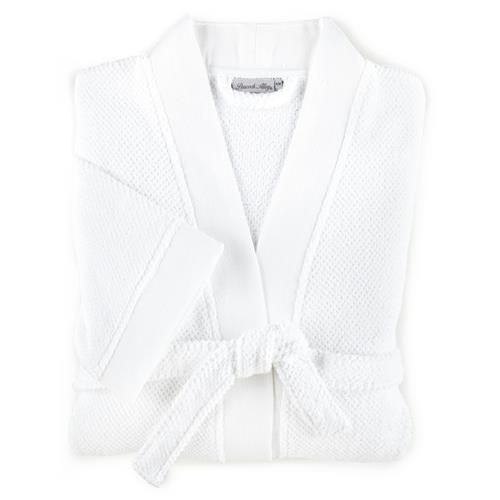 Peacock Alley Jubilee Modern Classic White Cotton Robe - Small/Medium | Kathy Kuo Home