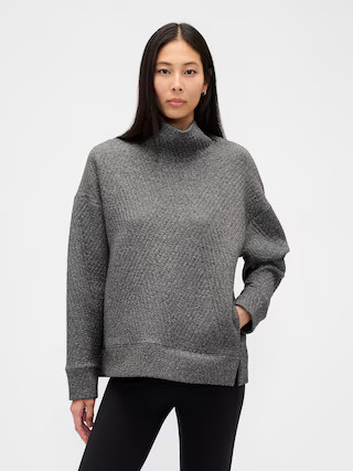 GapFit Quilted Jacquard Knit Funnel-Neck Pullover | Gap (US)