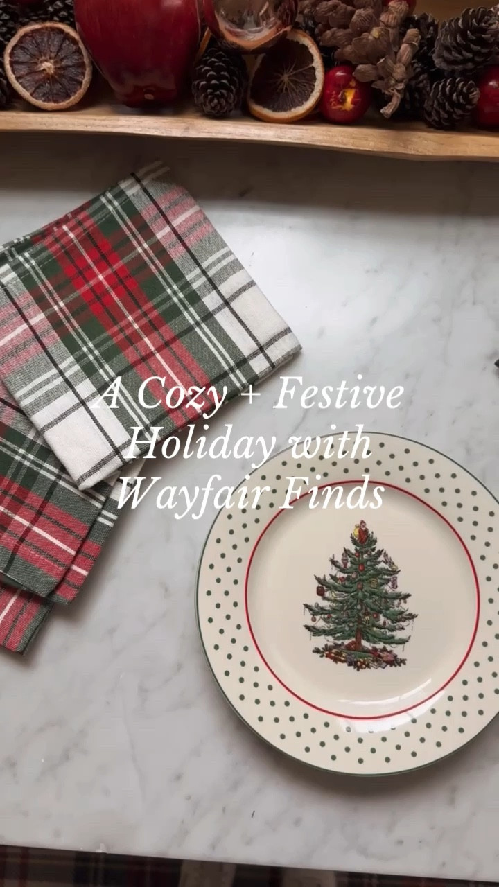 Have a cozy and festive holiday with these @wayfair finds! Get a preview of Wayfair Black Friday sale with deals all month long with up to 70% off and fast shipping! 🎉 A few of my favorites ➡️ plaid napkins, tree dessert plates, glass mugs, brass candlesticks and taper candles, long wood bowl. #wayfair #wayfairpartner #onlyatwayfair



#LTKHome #LTKSaleAlert #LTKHoliday