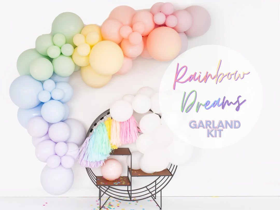 Pastel Rainbow Dreams  Chalk Matte Balloon Garland Kit  - Etsy | Etsy (US)