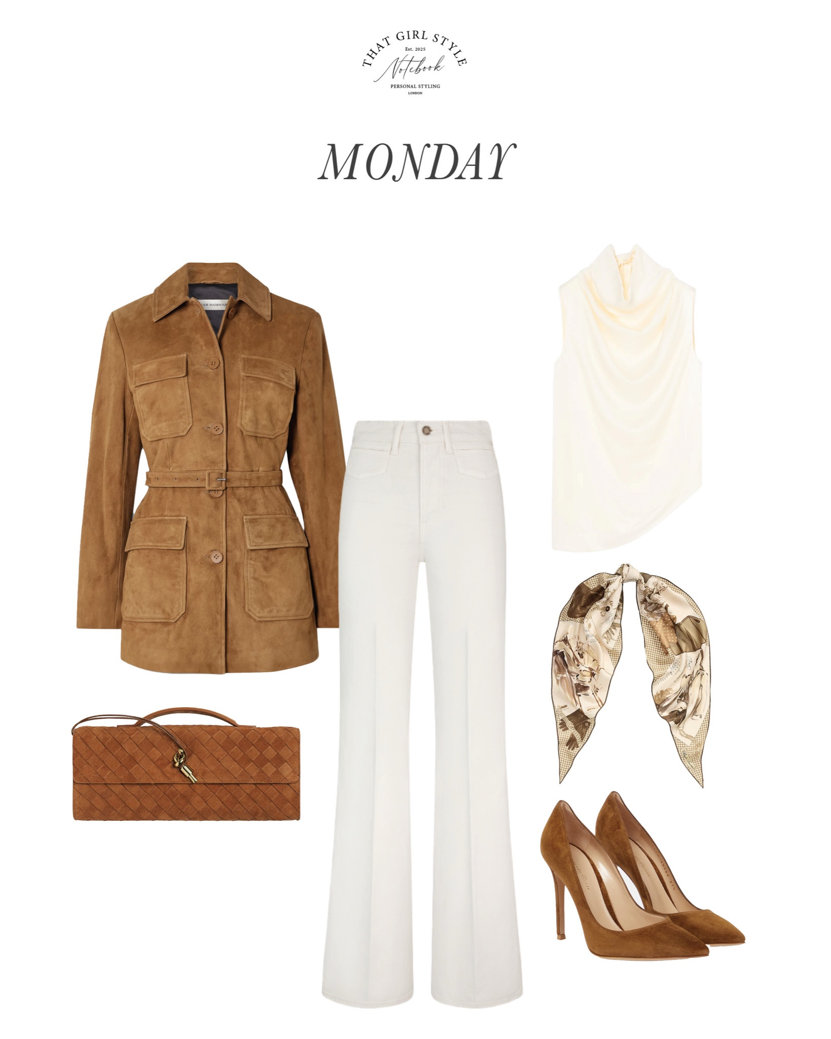 Look 36 | Jacket Nour Hammour, Jeans Tom Ford, Top Róhe, Bag Bottega Veneta, Heels Gianvito Rossi, Scarf Ralph Lauren

#LTKstyletip #LTKluxury #LTKautumn