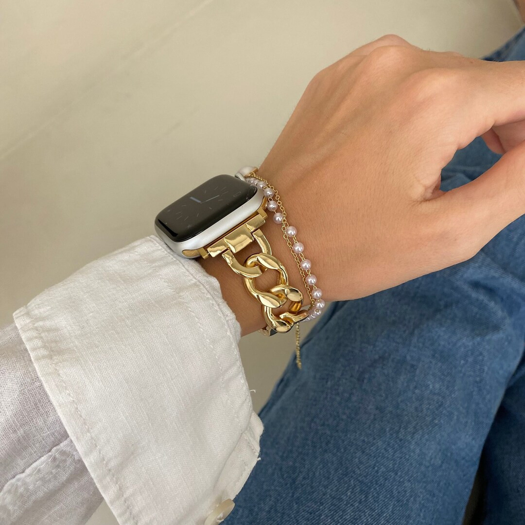 Gold Apple Watch Band 38mm 40mm 41mm 42mm 44mm 45mm 49mm, One Chain Apple Watch Strap, Gold iWatc... | Etsy (US)