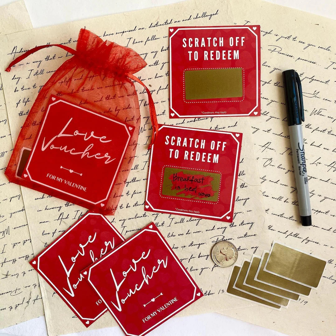 Valentine’s Scratch off Love Coupons – DIY Romantic Gift Voucher Cards – Date Night Surpris... | Etsy (US)